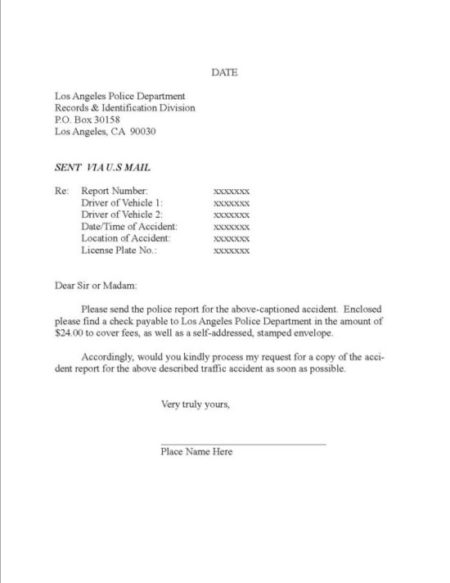 LAPD TCR Request after car accident