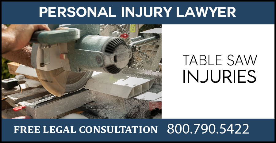 table saw personal injury cut blade defective wound compensation medical expense normandie sue lawyer attorney