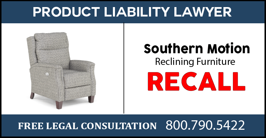 Southern motion wireless power reclining furniture fire hazard product recall liability lawyer compensation sue