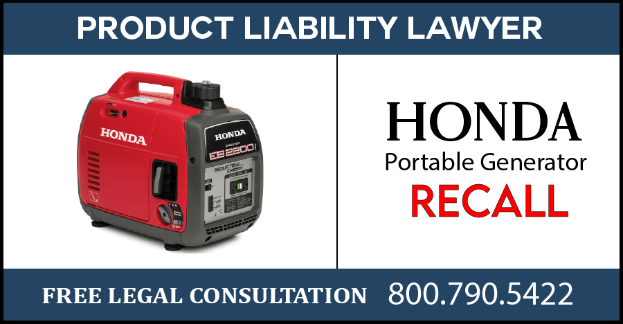 honda portable generator recall product liability lawyer defective compensation medical expense sue damages