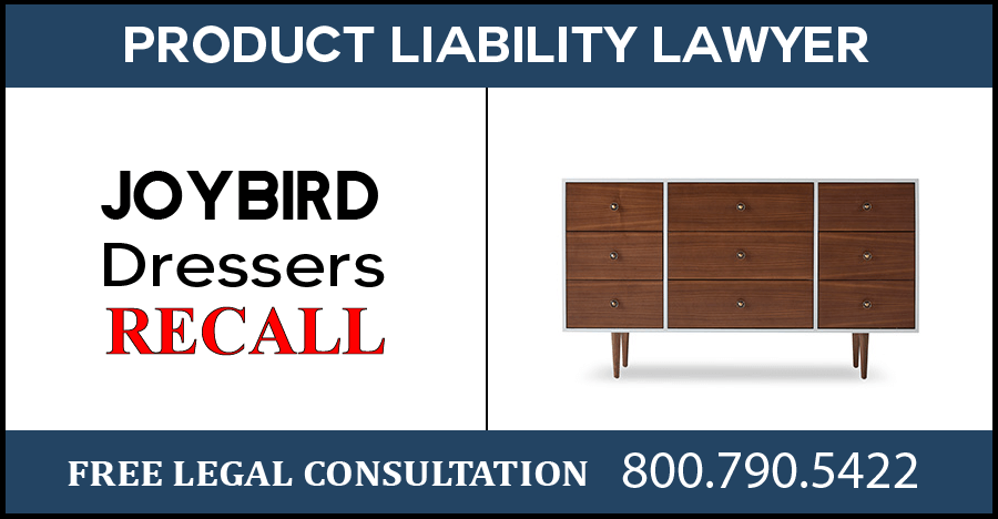 joybird drawers recall danger hazard tip over fractures compensation lawyer product liability sue
