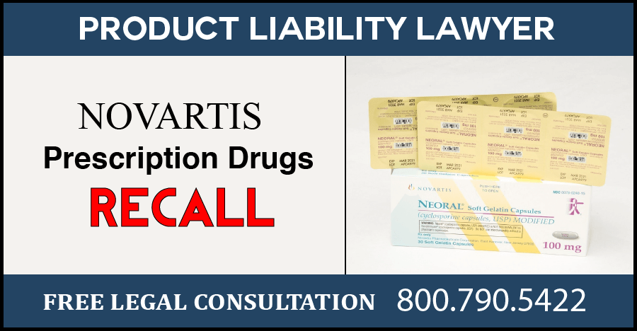 novartis prescription drug recall packaging blister product liability injury compensation lawyer sue
