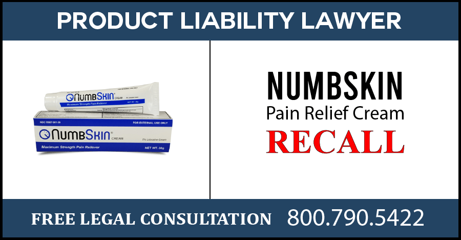 seenext venture numbskin pain relief cream recall packaging hazard product liability lawyer compensation sue
