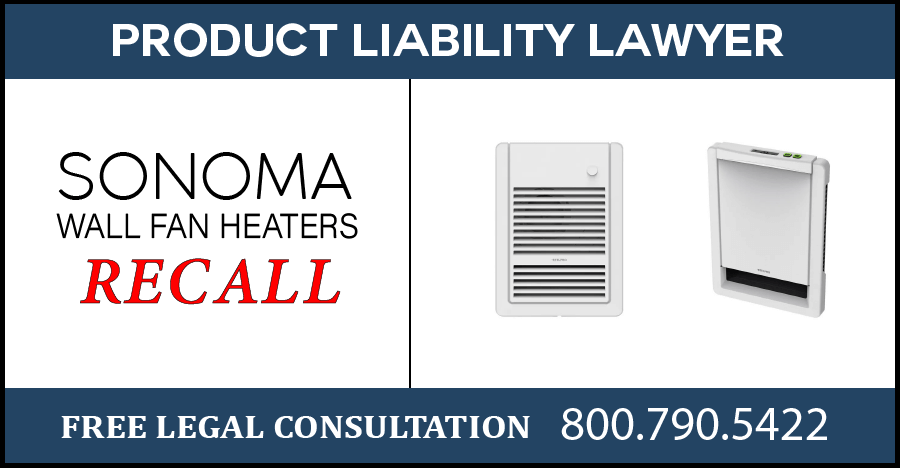 stelpro design sonoma wall fan heaters recall fire risk hazard defect product liability lawyer compensation sue