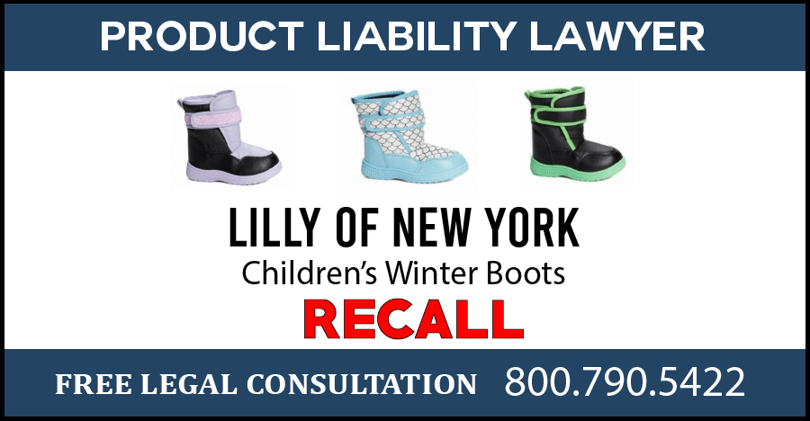 winter boots recall lilly of new york lead content violation product liability lawyer compensation sue