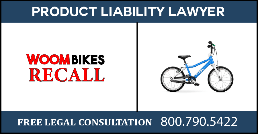 woom bicycles recall product liability lawyer fall injury loose detach compensation sue
