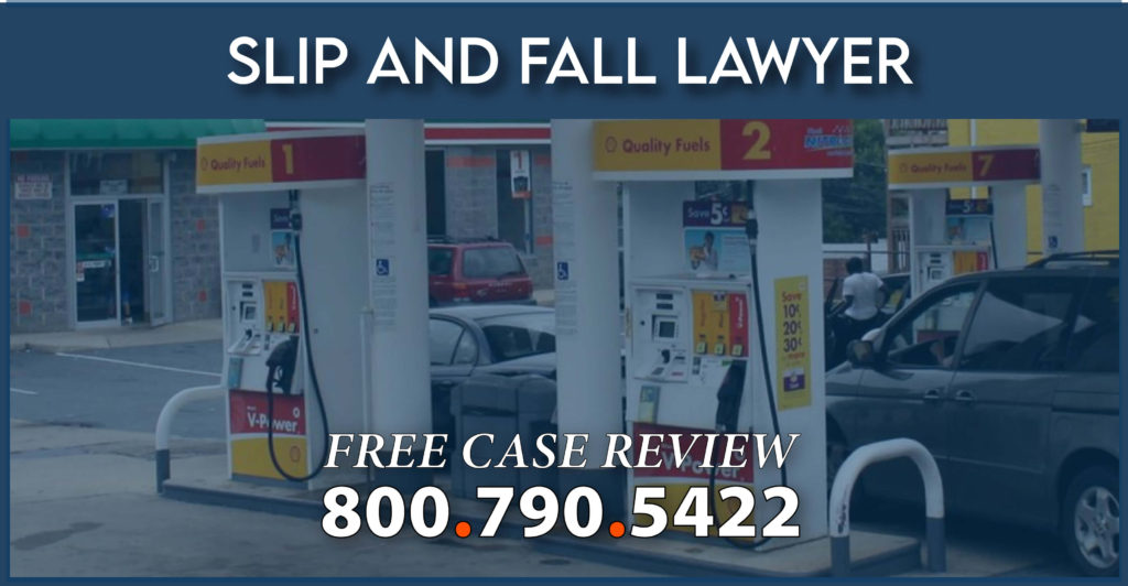 gas station pump malfunction slip and fall lawyer incident accident attorney sue compensation