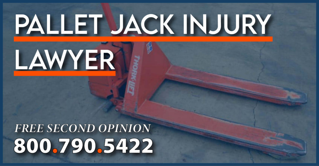 pallet jack defect injury attorney incident lawyer compensation sue expenses