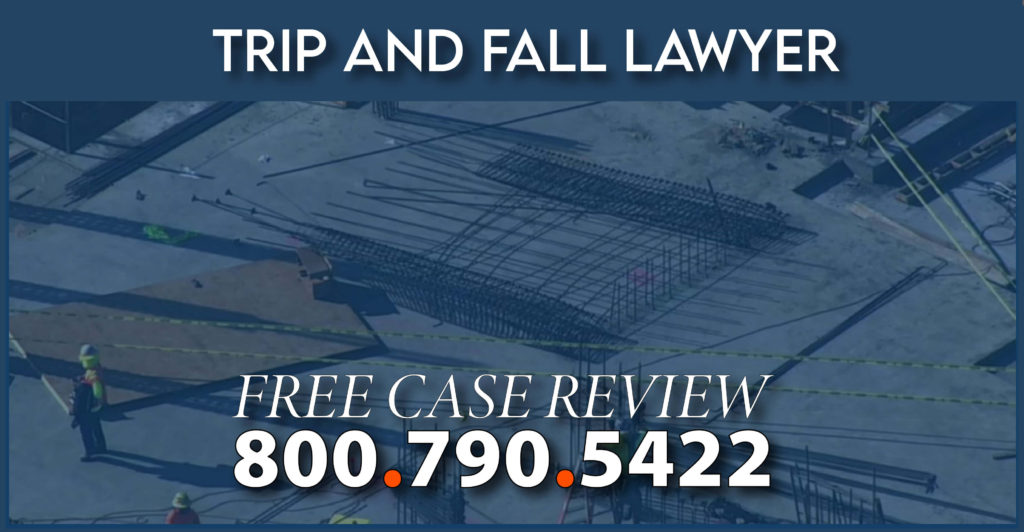 rebar trip and fall injury accident incident compensation sue construction