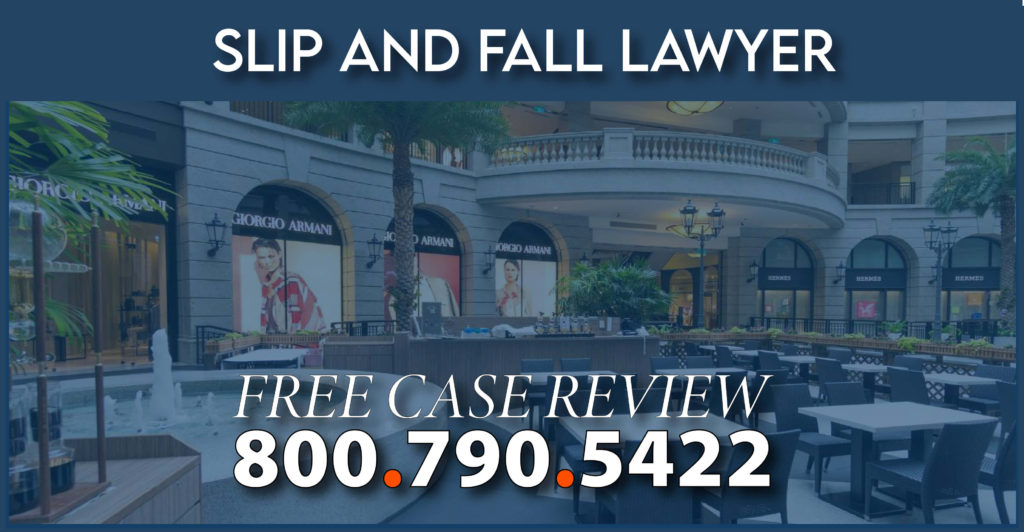 shopping mall slip and fall injury accident incident compensation