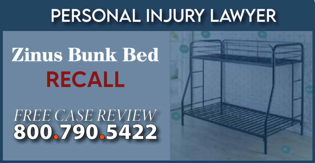 zinus bunk bed recall product liability lawyer accident fall