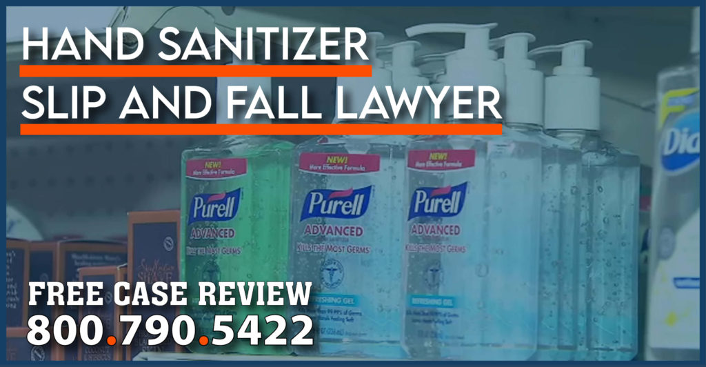 Hand Sanitizer Slip and Falls at Stores incident lawyer accident attorney compensation sue