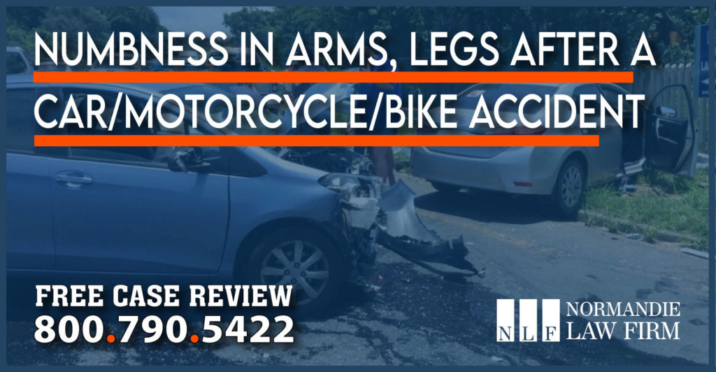 Numbness Arms, Legs After A Car, Truck, Motorcycle, Bike Accident incident lawyer attorney sue lawsuit