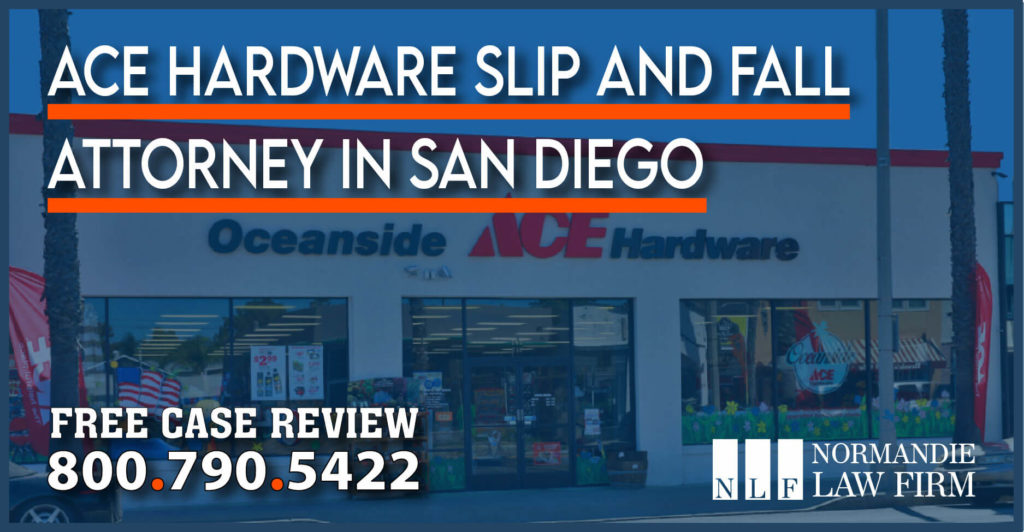 ACE Hardware Slip and Fall Attorney San Diego County Area lawyer sue compensation lawsuit injury accident incident