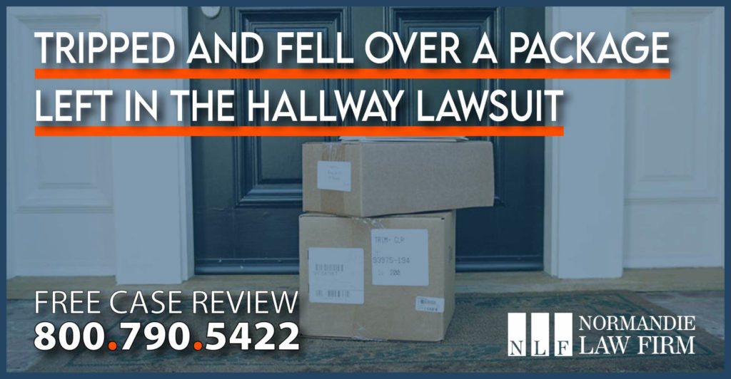 Tripped and Fell Over a Box Package Left in the Hallway Driveway or Walkway by FedEx UPS or Amazon lawsuit incident accident liability lawyer attorney