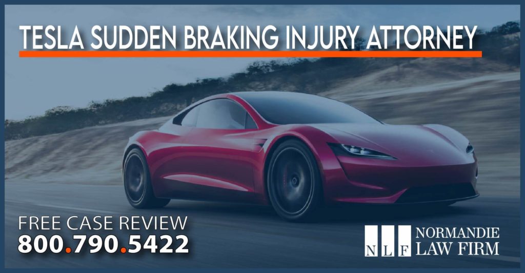 Tesla Sudden Braking Injury Attorney lawysuit lawyer sue compensation personal injury