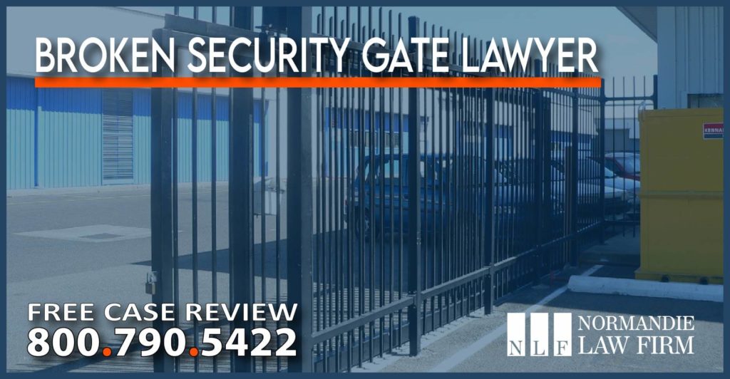 Broken Security Gate Lawyer attorney personal injury lawsuit sue compensation liability