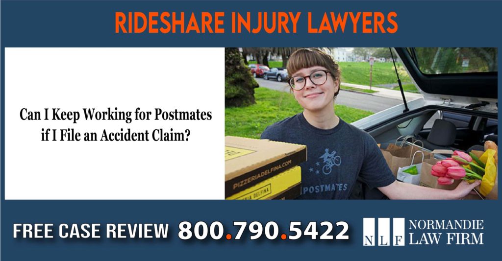 Can I Keep Working for Postmates if I File an Accident Claim lawsuit lawyer attorney