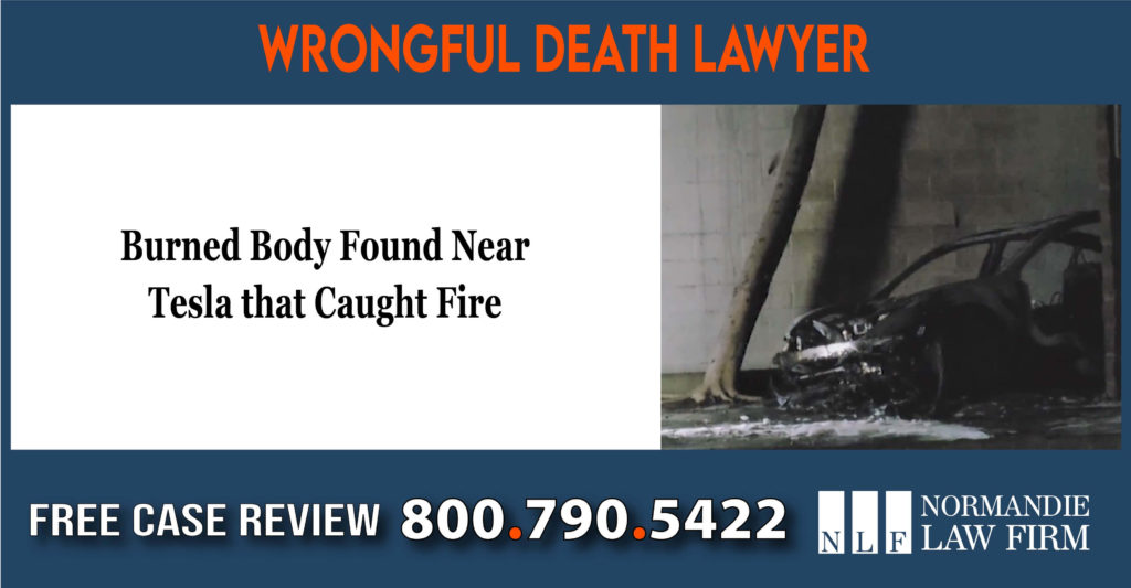 Burned Body Found Near Tesla that Caught Fire wrongful death lawyer attorney sue lawsuit