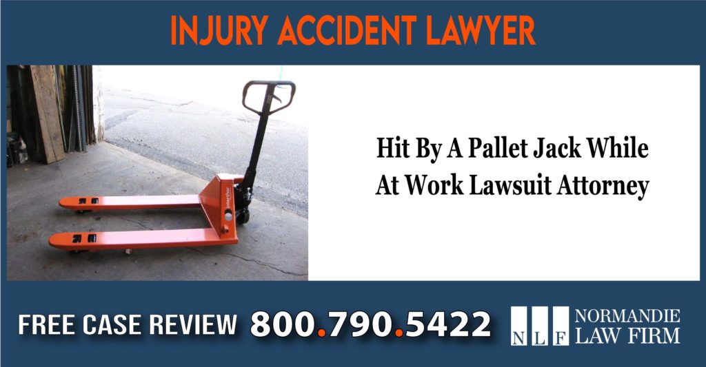 Hit by a pallet jack at work lawsuit incident liability attorney lawyer