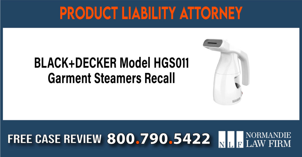 BLACK DECKER Model HGS011 Garment Steamers Recall Class Action Lawsuit sue liability attorney lawyer