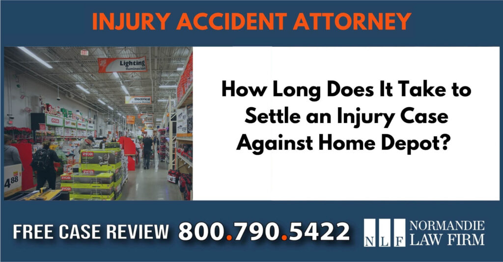 How Long Does It Take to Settle an Injury Case Against Home Depot sue liable incident compensation lawyer attorney
