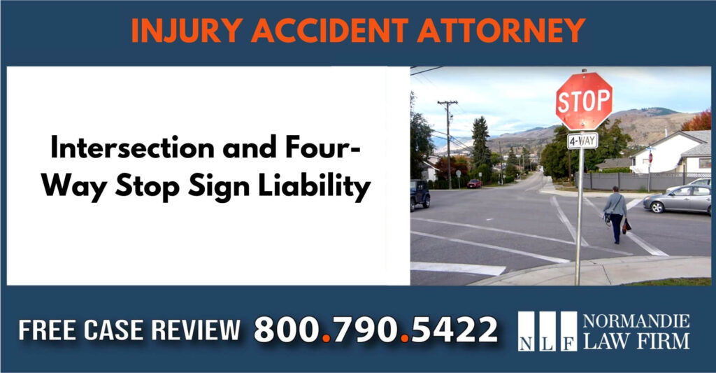 Intersection and Four-Way Stop Sign Liability sue incident compensation lawsuit lawyer attorney